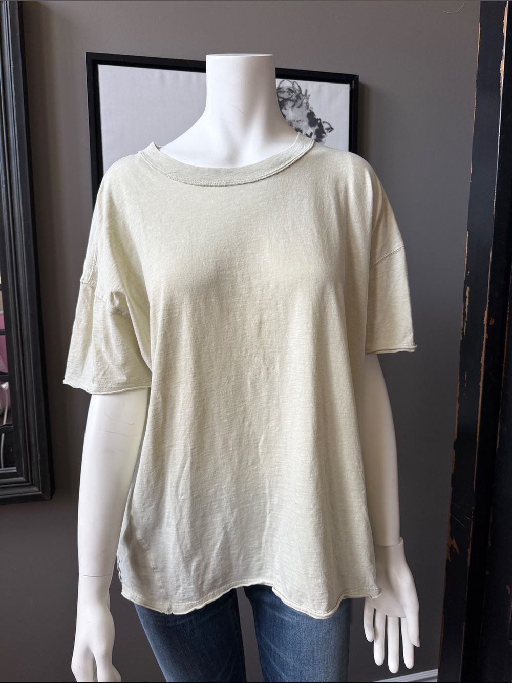 aerie Light Yellow Short Sleeve Oversized Tee